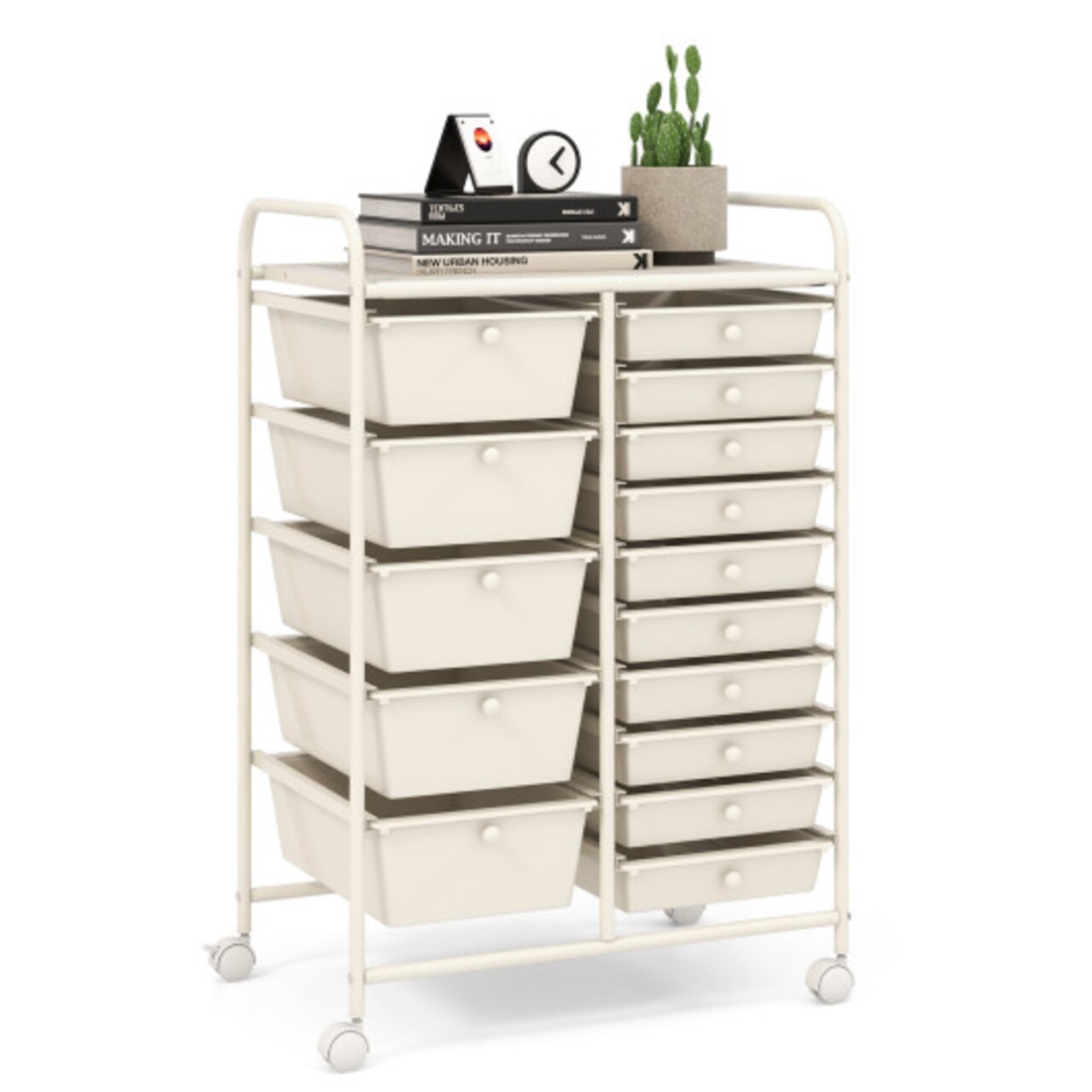 Rolling Storage Cart 15 Drawer Organizer With Wheels Craft Office Supply Organizer Steel Frame Multicolor Drawers